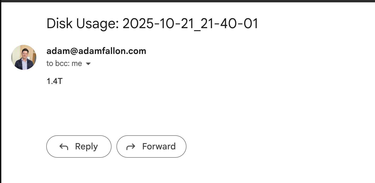 Disk Space Email